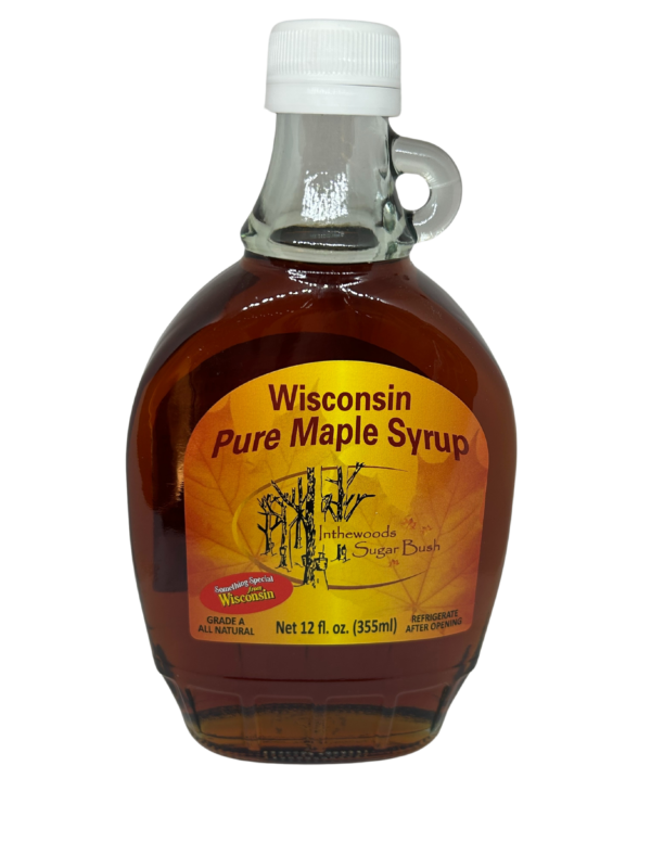 Pure Wisconsin Maple Syrup in Glass Bottle